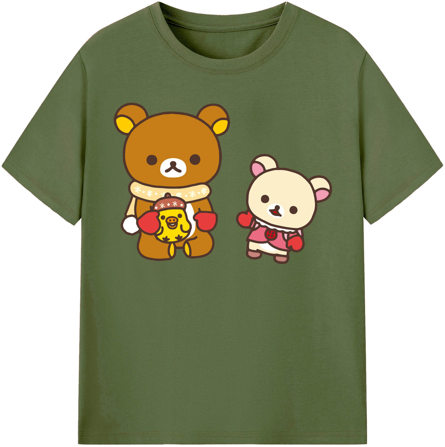 （画像用） リラックマ リラックマ キイロイトリ Rilakkuma Korilakkuma Kiiroitori 綿100％半袖Tシャツ（フロントプリント）